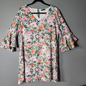 As U Wish Floral Bell Sleeve Shift Dress XL